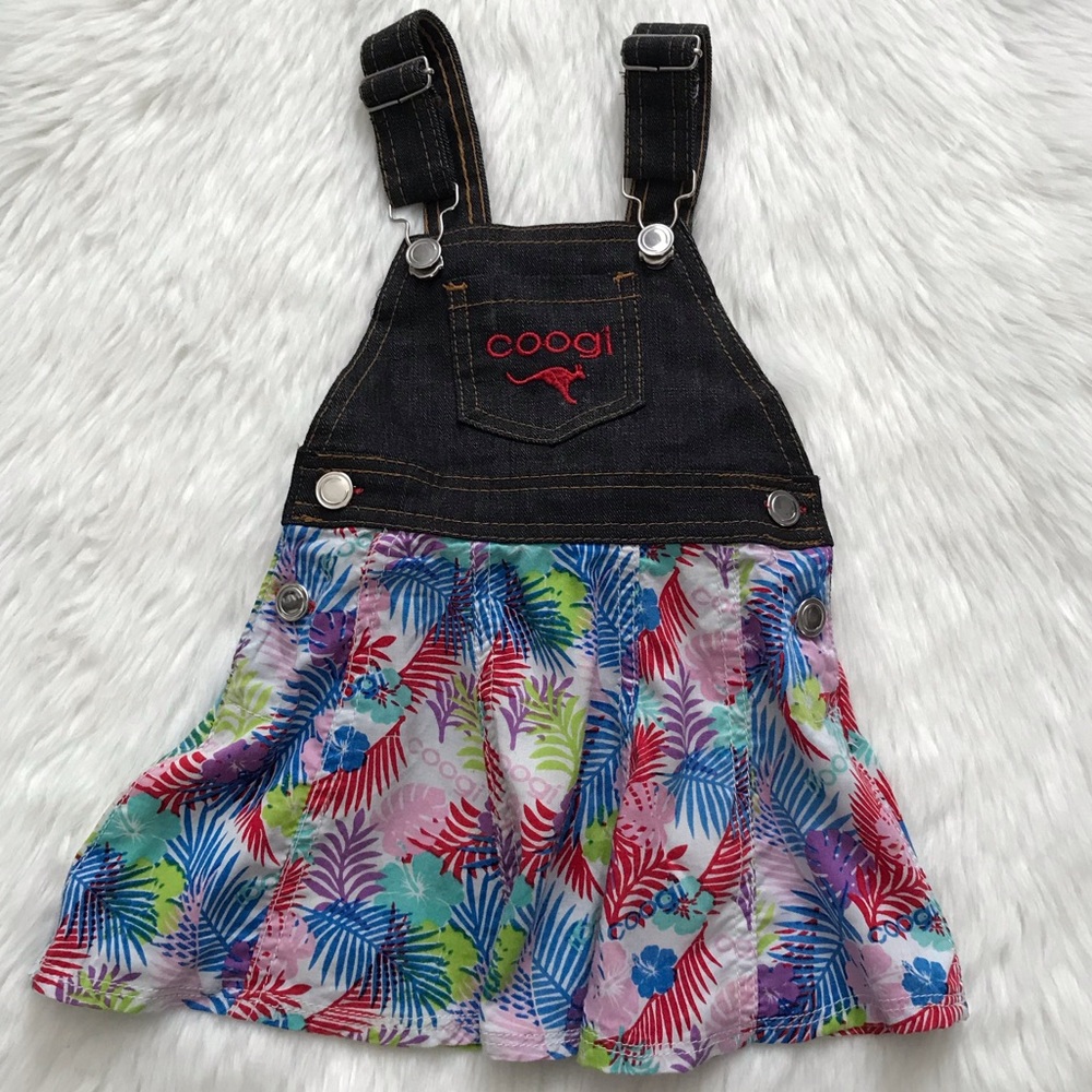 Coogi Denim & Tropical Palm Print Dress Size:2T